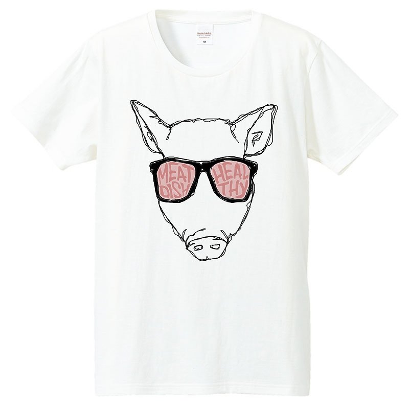 T-shirt / Meat dish - Men's T-Shirts & Tops - Cotton & Hemp White