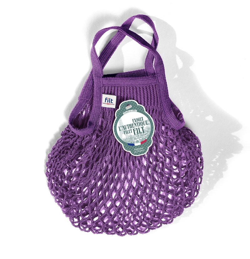 French Filt mesh bag Violet Prune - กระเป๋าถือ - ผ้าฝ้าย/ผ้าลินิน 