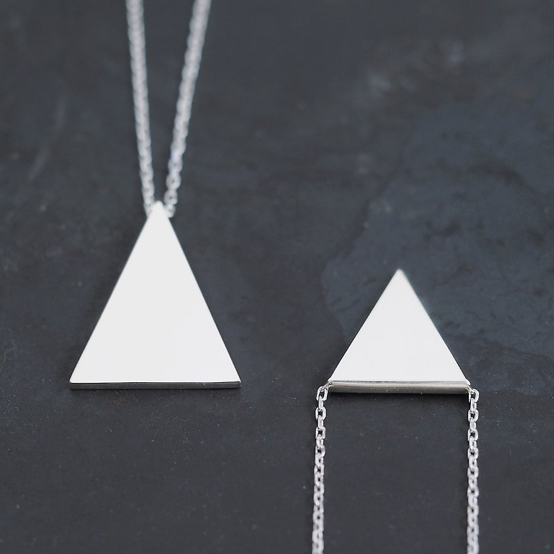 2 pieces set) Triangle pair necklace Silver 925 - สร้อยคอ - โลหะ สีเงิน