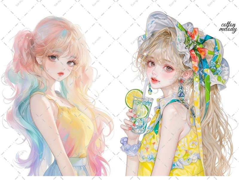 original sticker no.6575 人物ステッカー オリジナルステッカー 人物ステッカー 女の子ステッカー オリジナル人物ステッカー - 貼紙 - 紙 