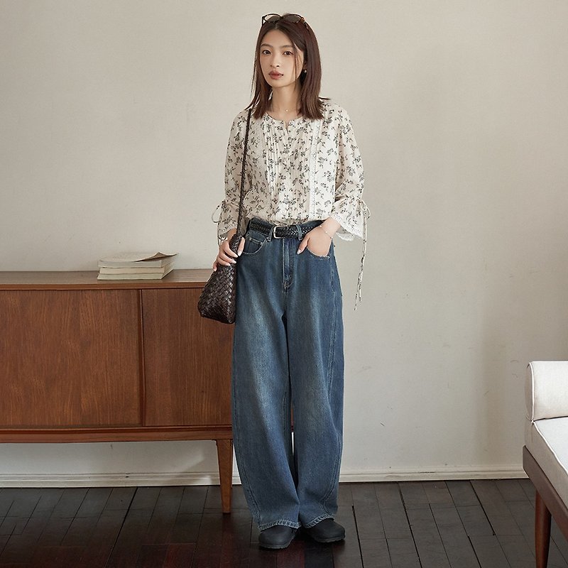 Wide-leg Scimitar Jeans | Pants | Spring and Summer | Sora-1477 - Women's Pants - Cotton & Hemp Blue