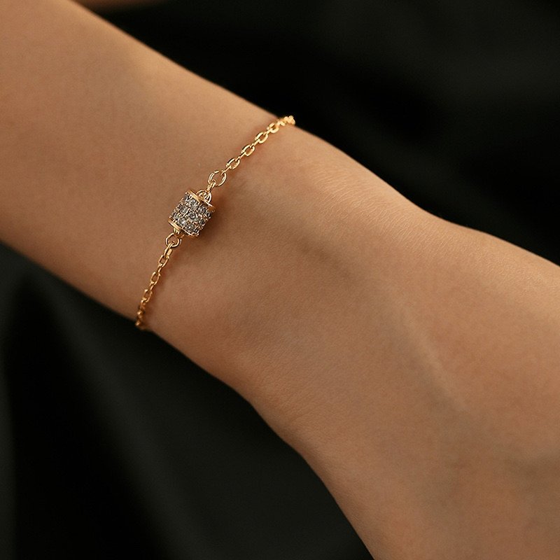 18K real gold plated chain, color-preserving and versatile, high-end zircon bracelet - Bracelets - Precious Metals 