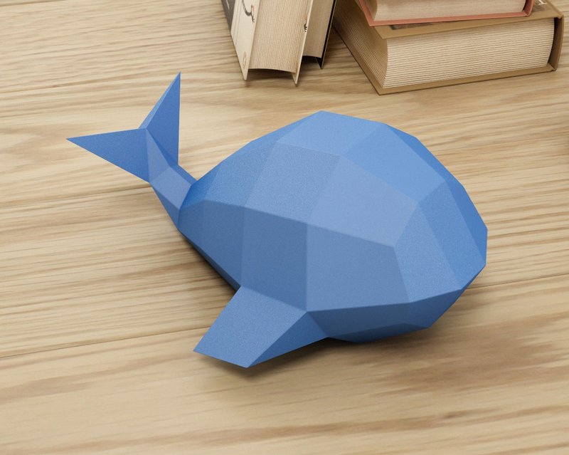 Easy papercraft template, simple whale model, DIY paper craft, DIGITAL TEMPLATE - 手工藝教學/工具書 - 其他材質 