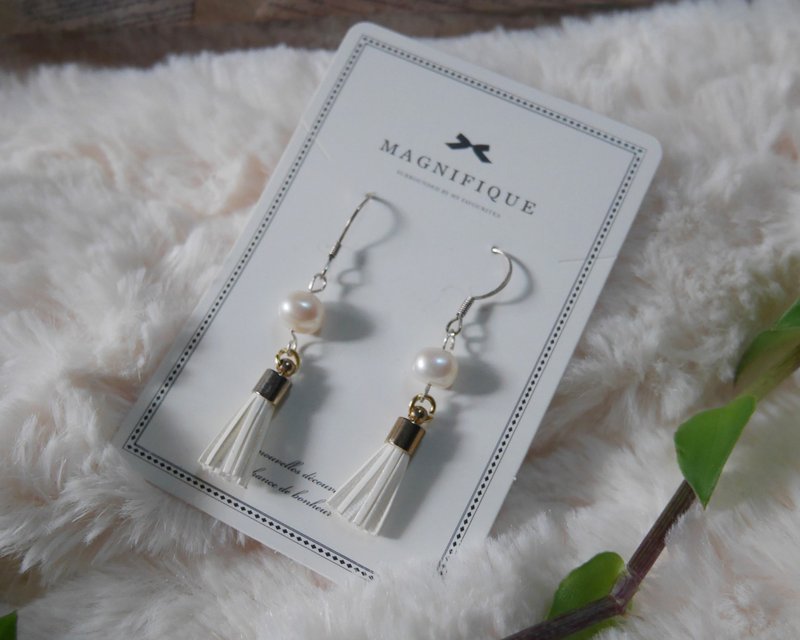 925 Silver| Earrings-Ear Hooks | Pearl Tassel Dangle Earrings - ต่างหู - เงินแท้ 