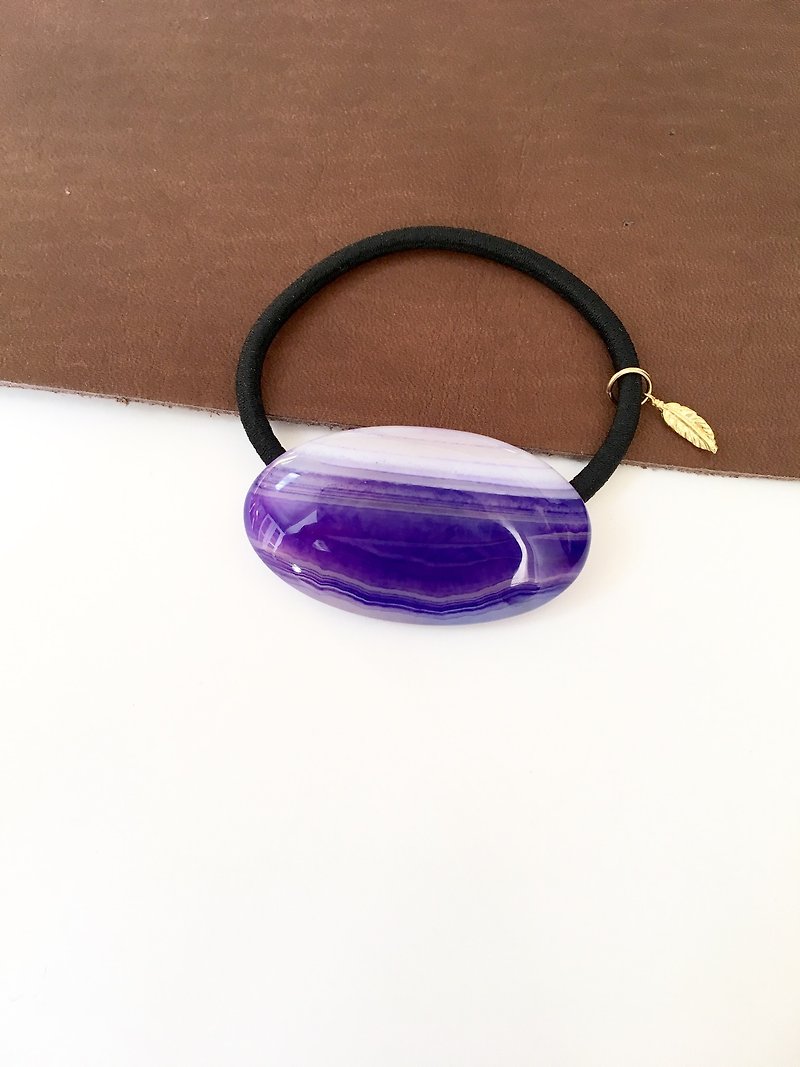 Purple agate & wing Hair-tie - เครื่องประดับผม - หิน สีม่วง
