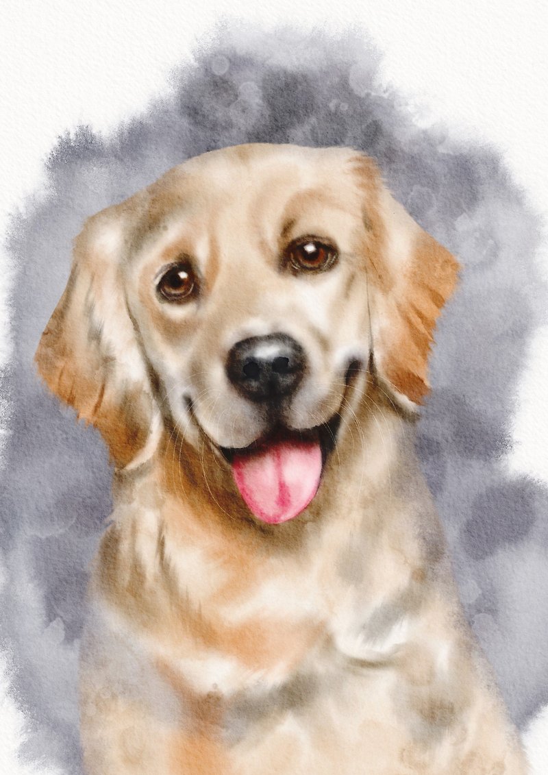 Printable custom dog portrait. Pet portrat from photo. Digital watercolor - ภาพวาดพอร์ทเทรต/ภาพวาด/ภาพประกอบดิจิทัล - วัสดุอื่นๆ หลากหลายสี
