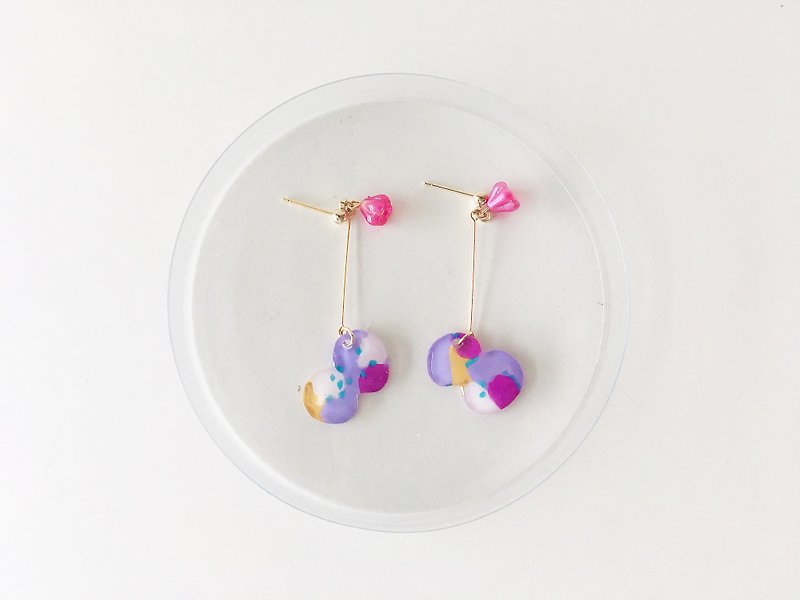 怪怪實驗室系列-葡萄糖漿 手繪 垂墜 手工耳環 耳針/耳夾 - 耳環/耳夾 - 其他材質 紫色