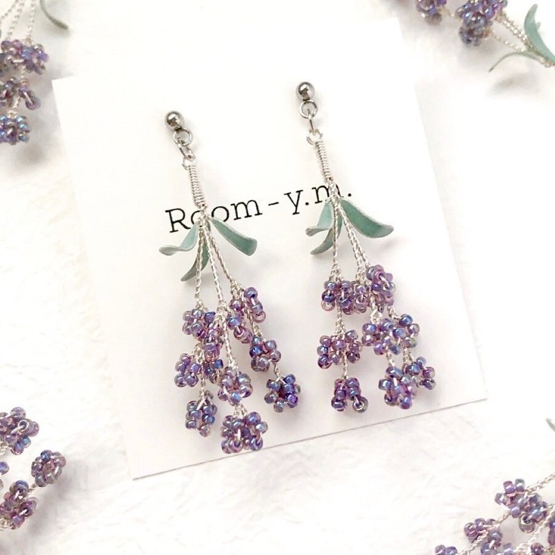 lavender bouquet Clip-On/piercing - Earrings & Clip-ons - Other Metals Purple