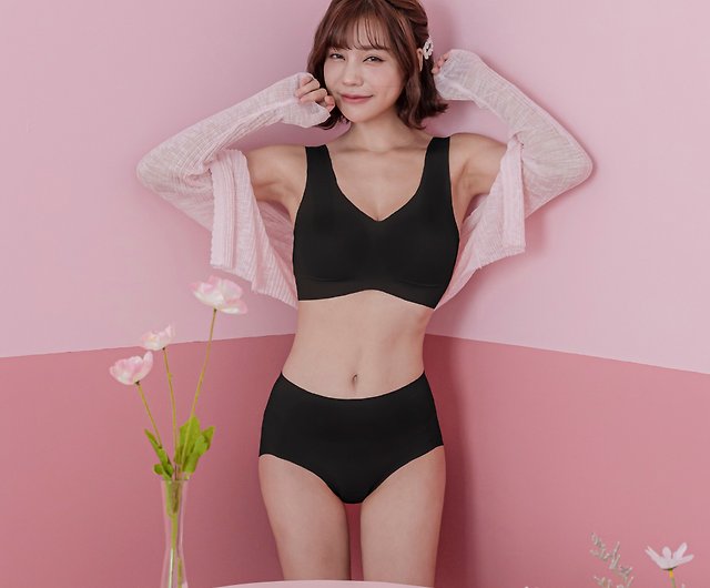 Cream pop no steel ring wide shoulders comfortable seamless underwear (black)  - Shop dmbra Women's Underwear - Pinkoi
