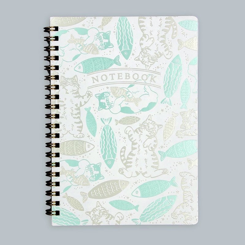 Cat Art Collection B6リングノート fish - ノート・手帳 - その他の素材 グリーン
