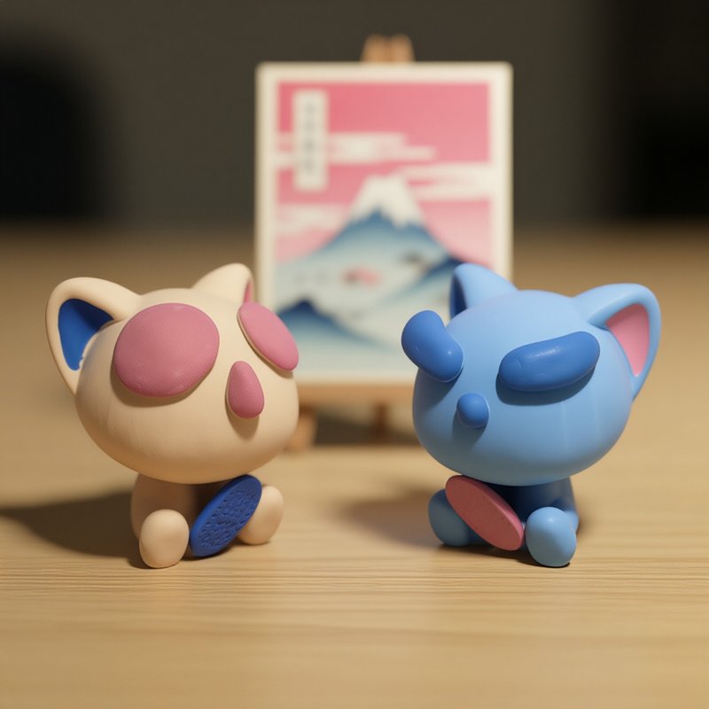 【えんぎ猫】 祈願擺件0901-0906 - 公仔/玩偶 - 環保材質 粉紅色