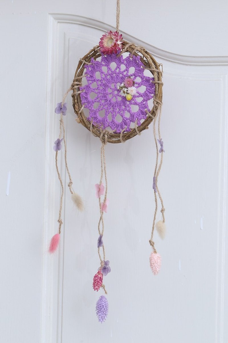 「三手作りの花の猫」不滅の花は、三次元の花織り夢のキャッチャーをダイヤモンドローズ - 紫色のセクションを - 置物 - 寄せ植え・花 
