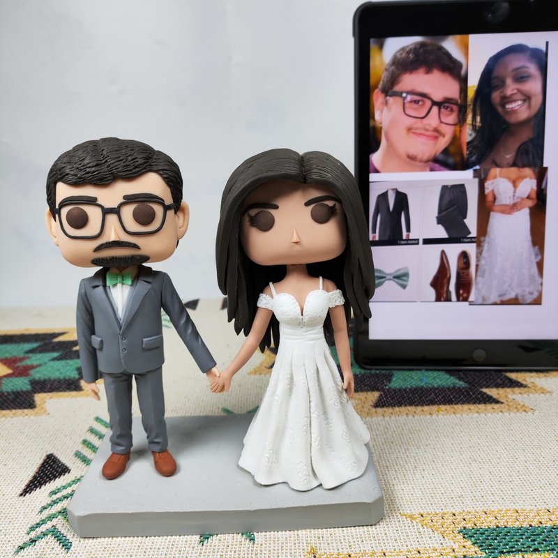 客製化3D人像公仔 訂製手工Funko Pop情侶父母夫妻結婚週年禮物 - 公仔/玩偶 - 黏土 多色