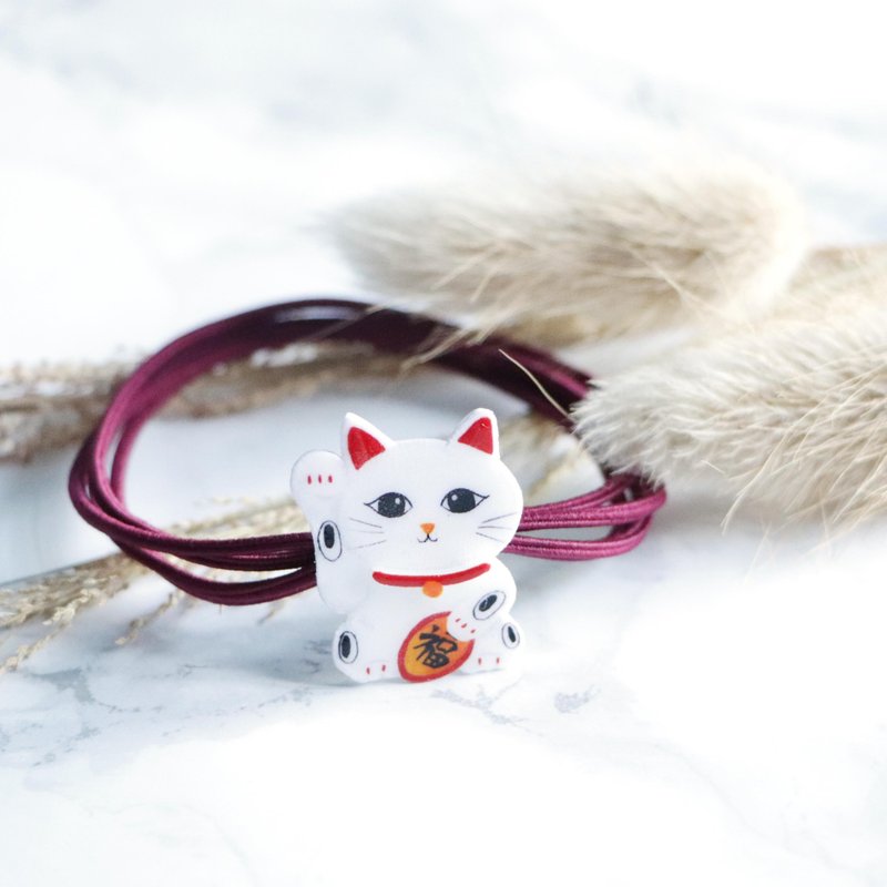 Lucky cat headdress elastic - เครื่องประดับผม - พลาสติก ขาว