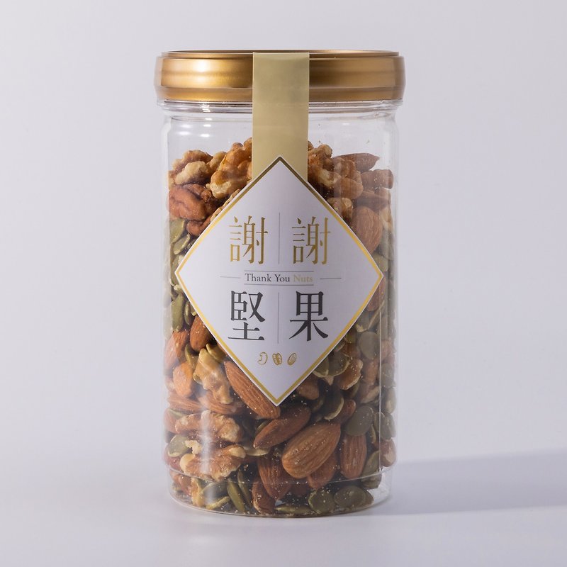 【Daily Nuts】(Airtight Jar)(Unflavored Mixed Nuts Walnut Butternut Almond Pumpkin Seed)(Vegetarian) - ถั่ว - พลาสติก สีทอง