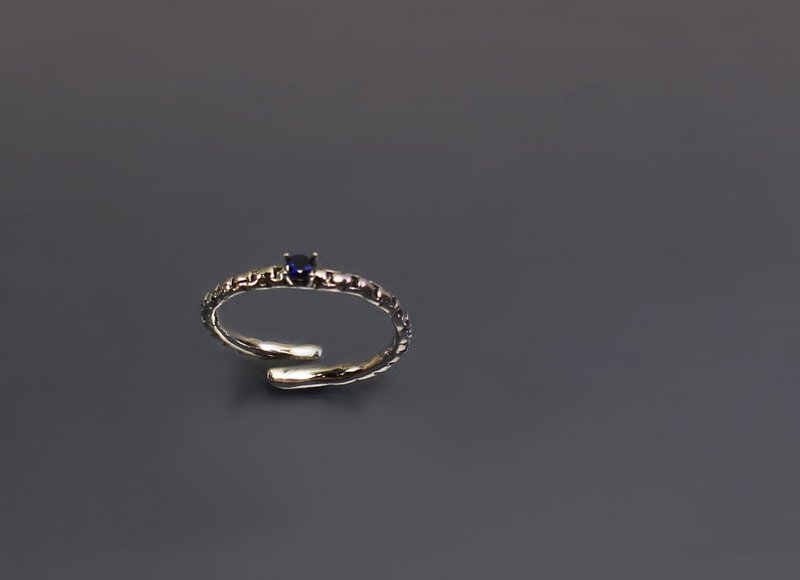 Small series - thin chain deep sapphire 925 Silver open ring - General Rings - Silver Blue