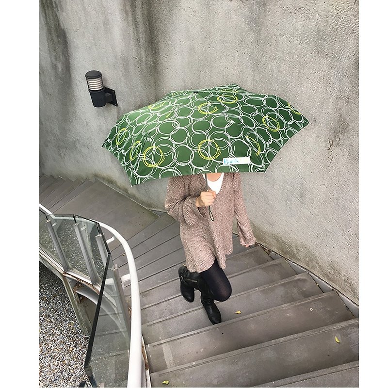 【台灣文創 Rain's talk】圓圈抗UV五折手開傘 - 雨傘/雨衣 - 防水材質 藍色