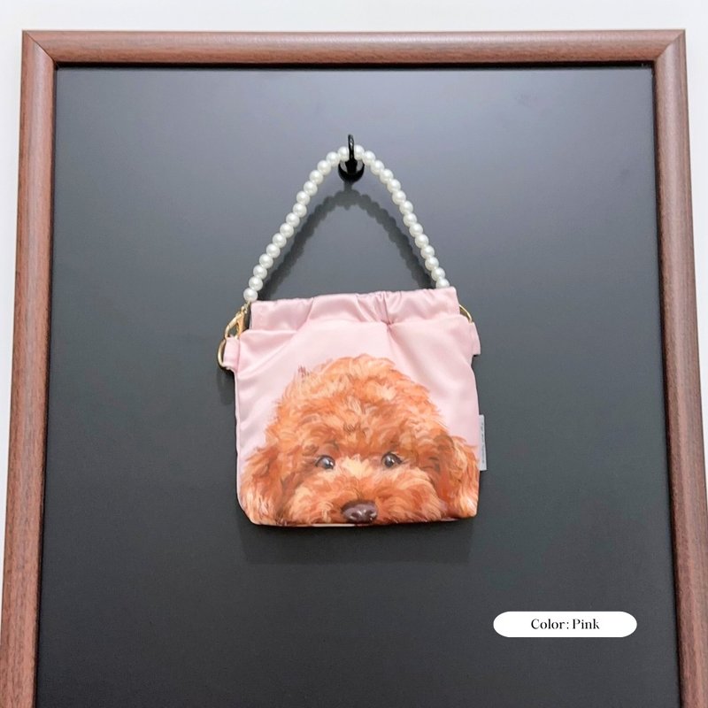 Made in Hong Kong - Shrapnel gold coin purse pinch bag mini handbag pet poodle poodle teddy - กระเป๋าใส่เหรียญ - ผ้าไหม สึชมพู