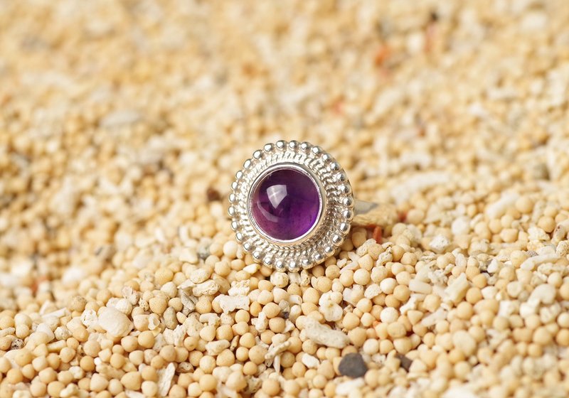 Amethyst Ring - Gemstone Ring | Natural Amethyst | Statement Ring - 戒指 - 純銀 紫色