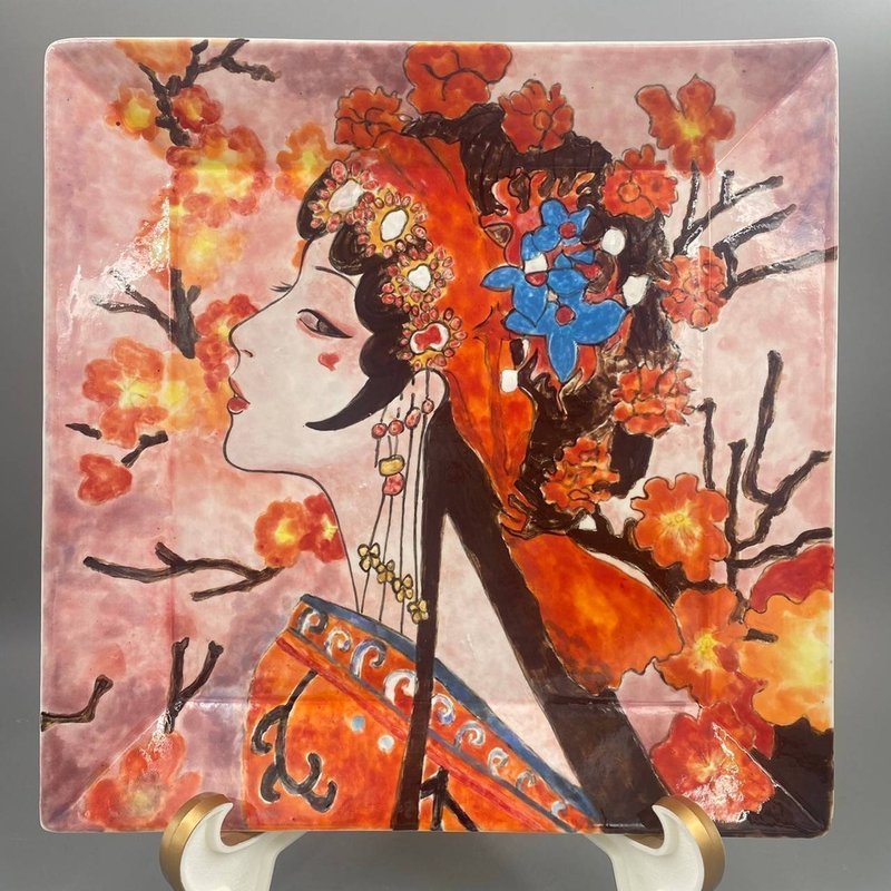 hand painted plate - จานและถาด - เครื่องลายคราม 