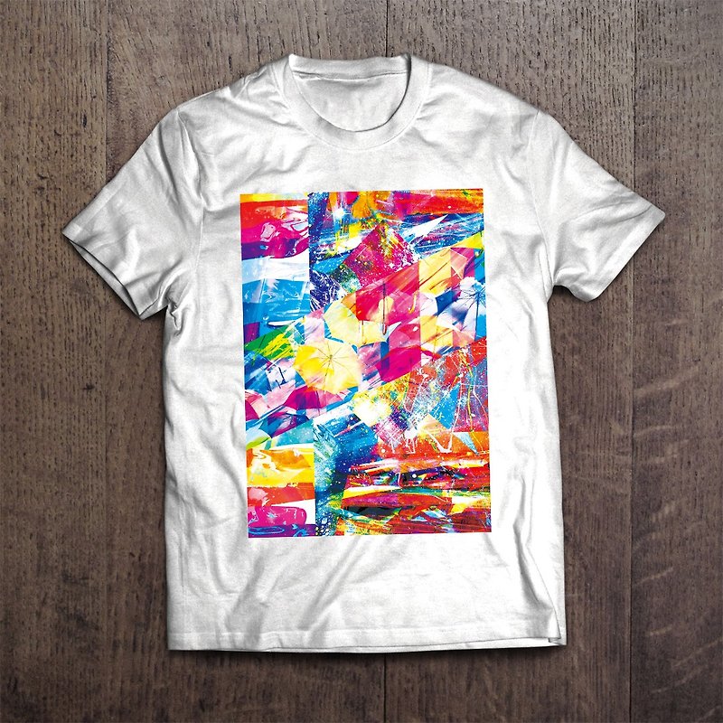 棉．麻 女 T 恤 白色 - Graphic arts T-shirt DNA SPACE