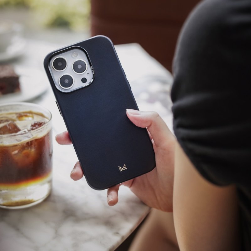 EXQUISITE | Magsafe Compatible Genuine Leather Protective Case for iPhone 14 - Phone Cases - Genuine Leather Blue