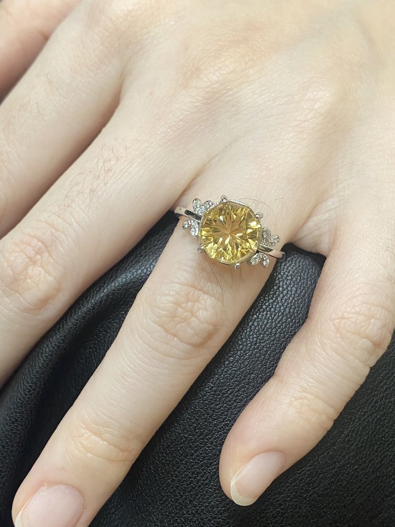 全淨體天然黃水晶925銀戒指 - 戒指 - 水晶 黃色