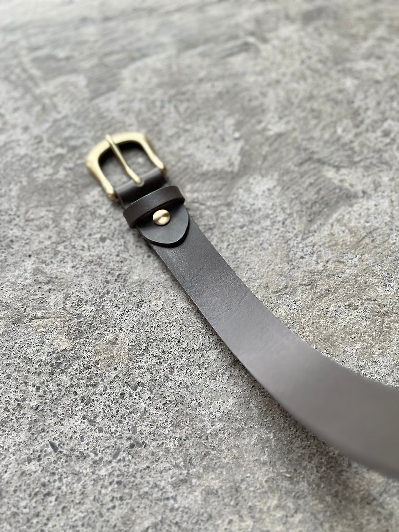 3cm wide and narrow version horseshoe head belt_iron gray [LBT Pro] - เข็มขัด - หนังแท้ สีเทา