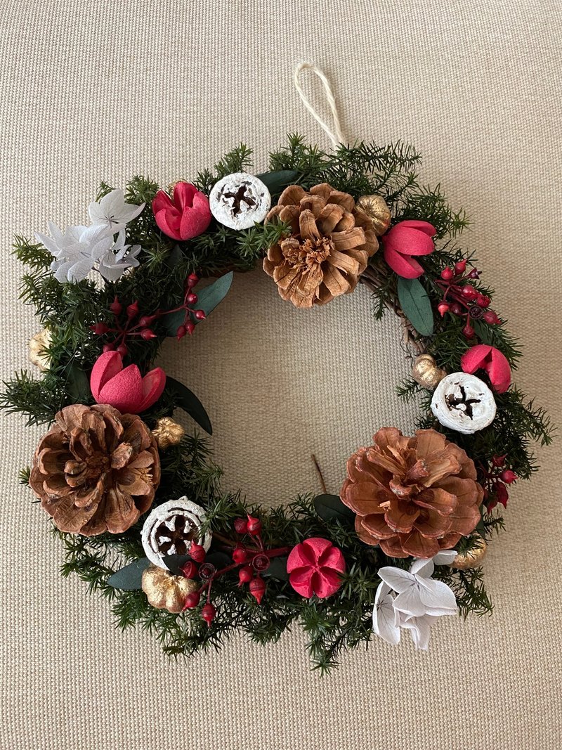 聖誕花圈.聖誕禮物.花圈.永生花圈.聖誕裝飾.聖誕佈置 - 乾燥花/永生花 - 植物．花 多色