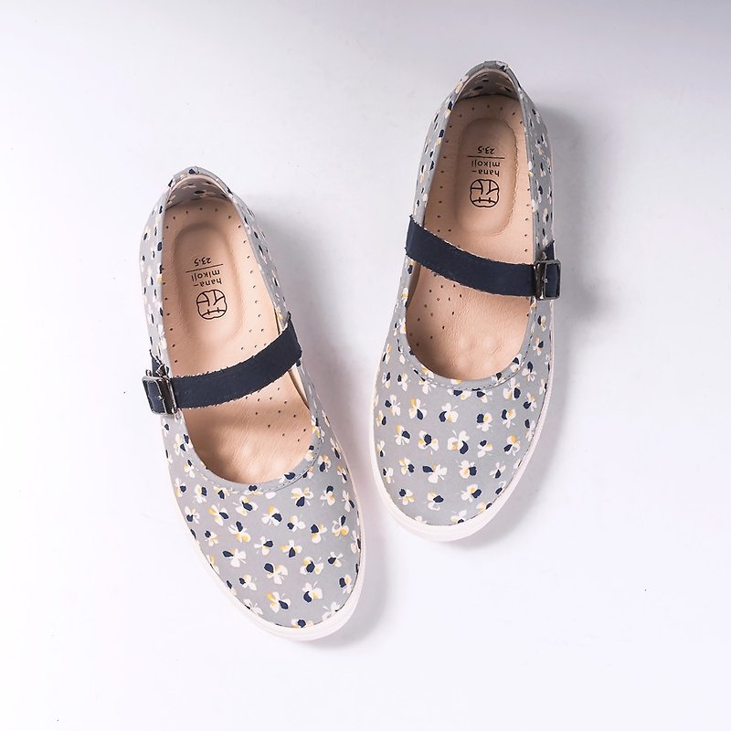 hanamikoji shoes  Comfortable Casual Flat Shoes - รองเท้าลำลองผู้หญิง - ผ้าฝ้าย/ผ้าลินิน สีเทา