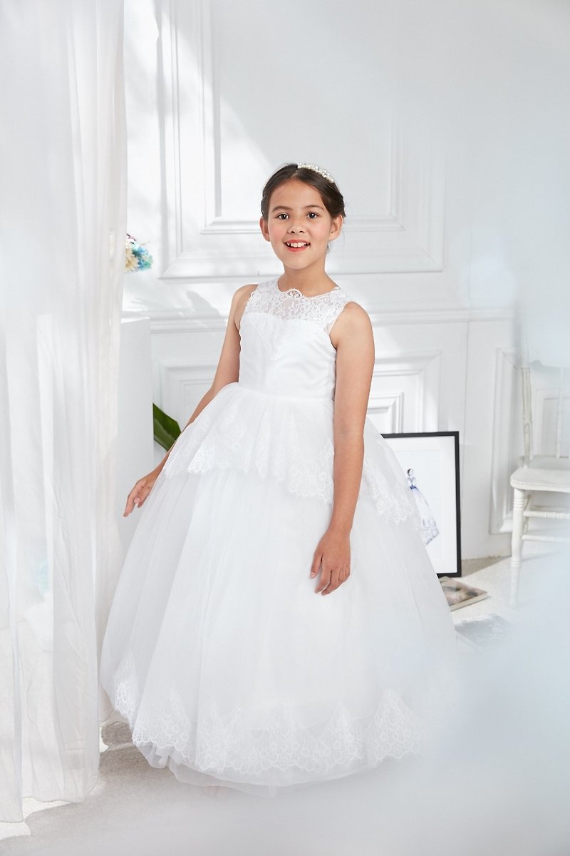 Flower girl lace dresses - Kids' Dresses - Polyester White
