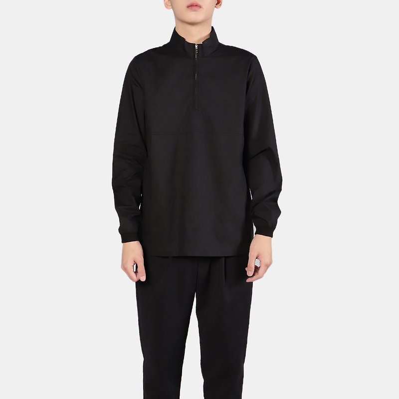 Zip polo shirt - เสื้อยืดผู้ชาย - ผ้าฝ้าย/ผ้าลินิน สีดำ