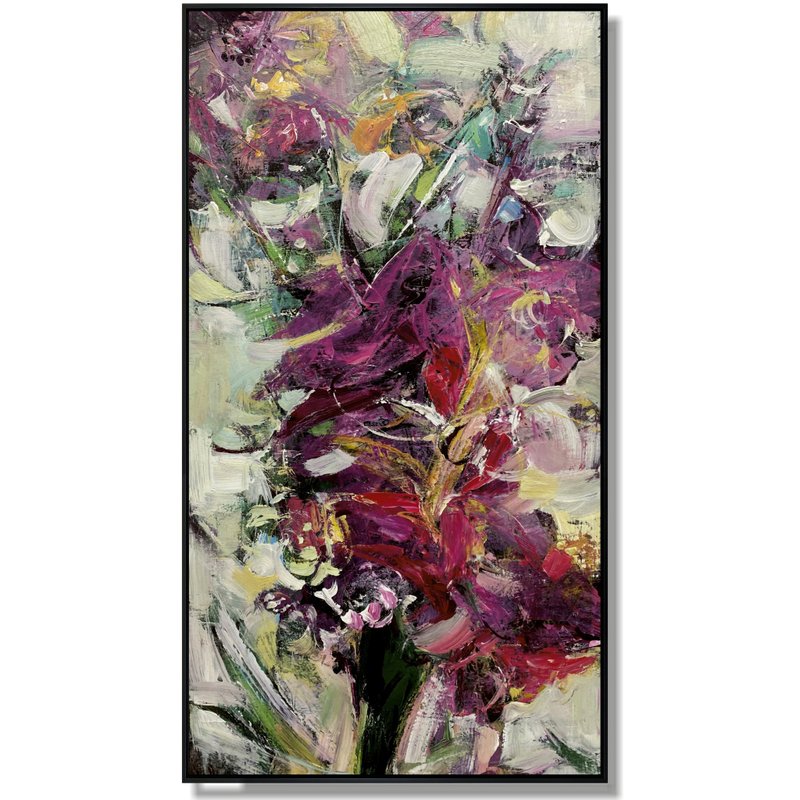 Large Abstract Canvas Flowers Bouquet Painting Colorful Oil Painting Unique Wall - 壁貼/牆壁裝飾 - 壓克力 多色