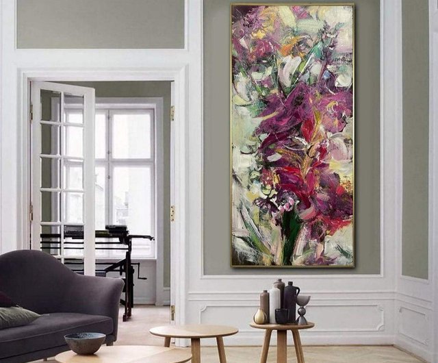大きな抽象的なキャンバスの花束の絵画カラフルな油絵ユニークな