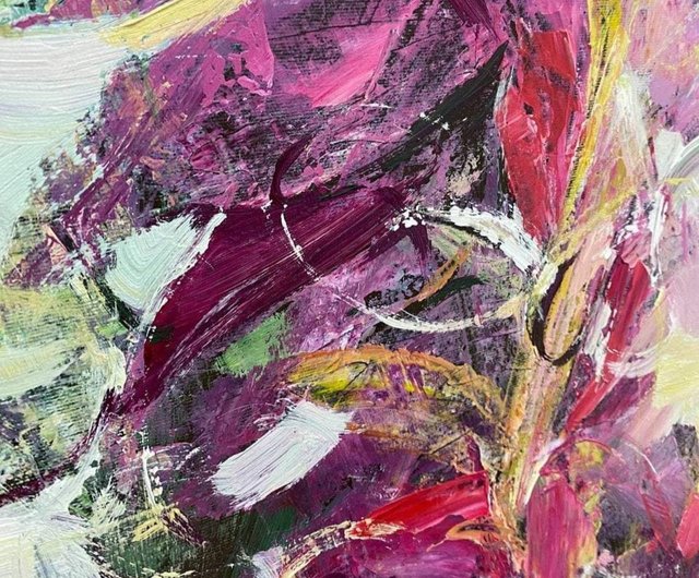 大きな抽象的なキャンバスの花束の絵画カラフルな油絵ユニークな