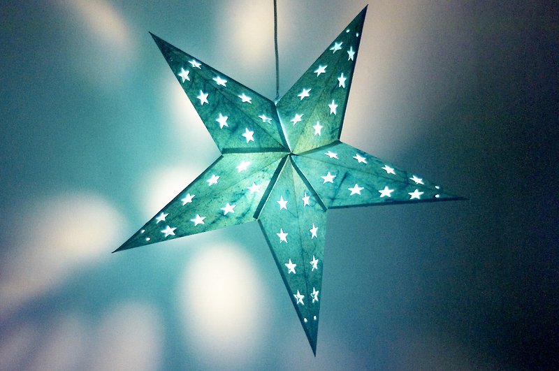 Christmas gift handmade handmade paper star light / star mang lamp / star light / origami lamp / night light - moonlight blue sky - โคมไฟ - กระดาษ สีน้ำเงิน