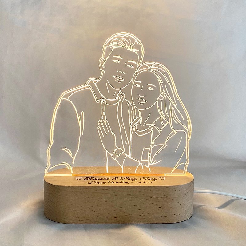 [Made in Hong Kong] Portrait night light | Customized night light | Customized night light | Wedding gift | Mother's Day gift - Items for Display - Acrylic 