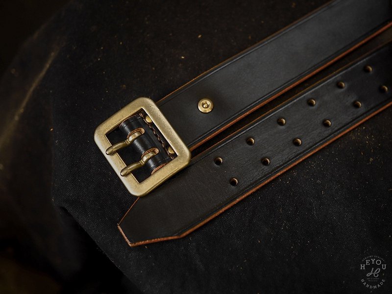 New Garrison Belt Double Needle Leather Belt - Belts - Genuine Leather Multicolor