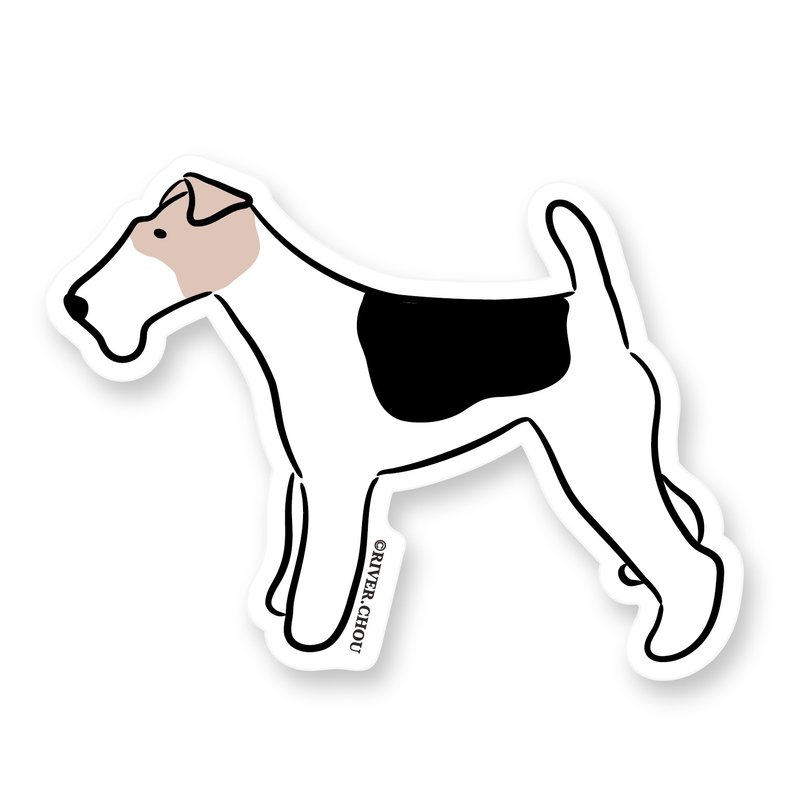 Wirefoxterrier 剛毛獵狐梗 防水貼紙 剛毛獵狐梗 - 貼紙 - 防水材質 白色