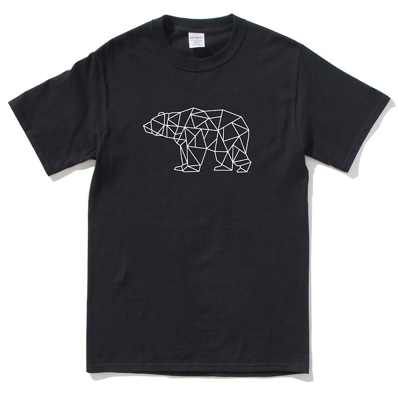 Bear Geometric 短袖T恤 黑色 幾何 熊 禮物 文青 情人 設計 - 男 T 恤 - 棉．麻 黑色