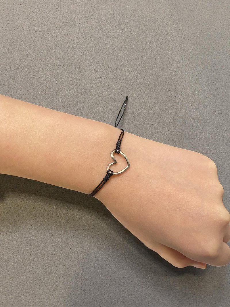 鈦鋼心形簡約手繩 - 手鍊/手環 - 不鏽鋼 黑色
