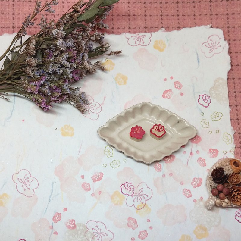 | 展示作品 | 款式C - 梅花陰陽套色 手刻印章 橡皮章 - 印章/印台 - 木頭 粉紅色