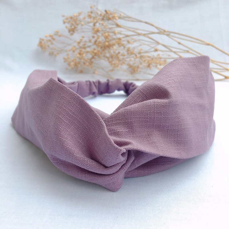 葡萄紫 - 素色交叉髮帶 | 海柏手作 - 髮帶/頭箍 - 棉．麻 紫色