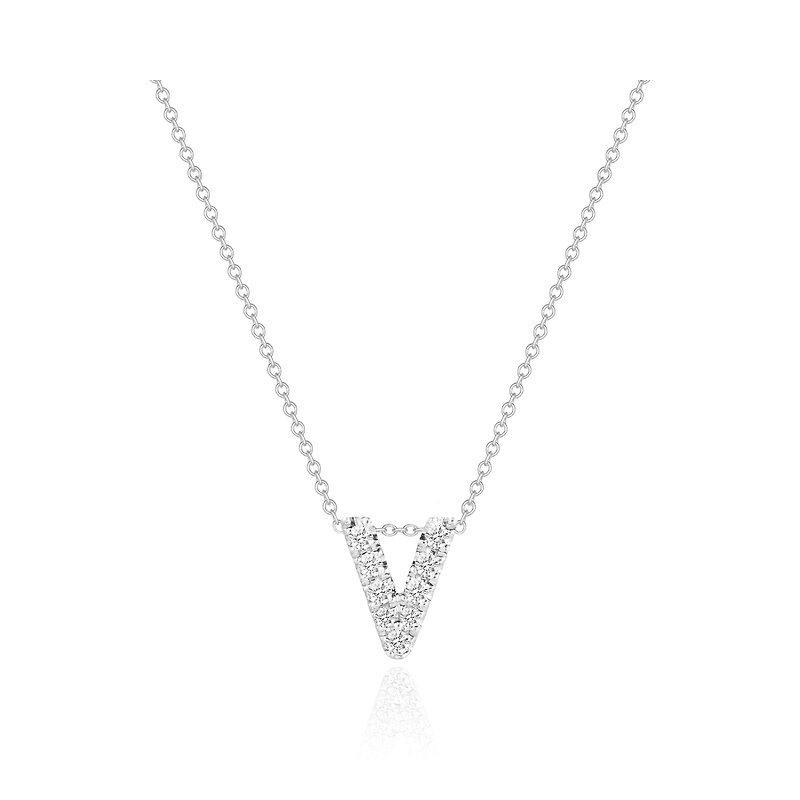 V - Alphabet Necklace | 14K金真鑽項鍊 - 項鍊 - 鑽石 