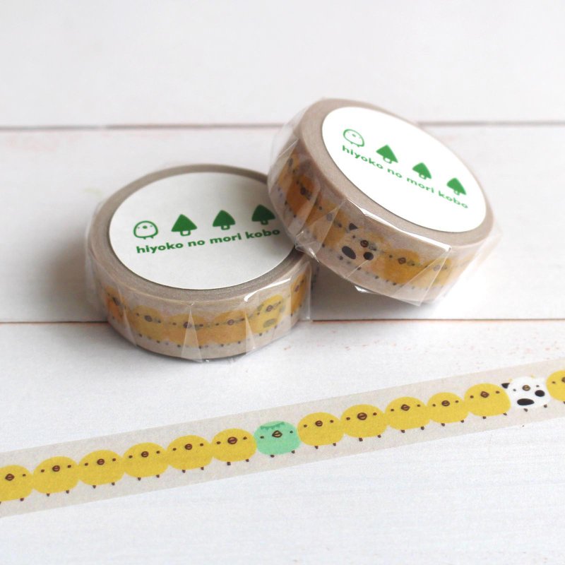 Masking tape : Hiyoko-san & friends - มาสกิ้งเทป - กระดาษ สีกากี