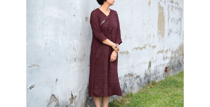 Xie Jin double double cotton Linen Linen cotton Xie Jin Dress Dress - Skirts - Cotton & Hemp 