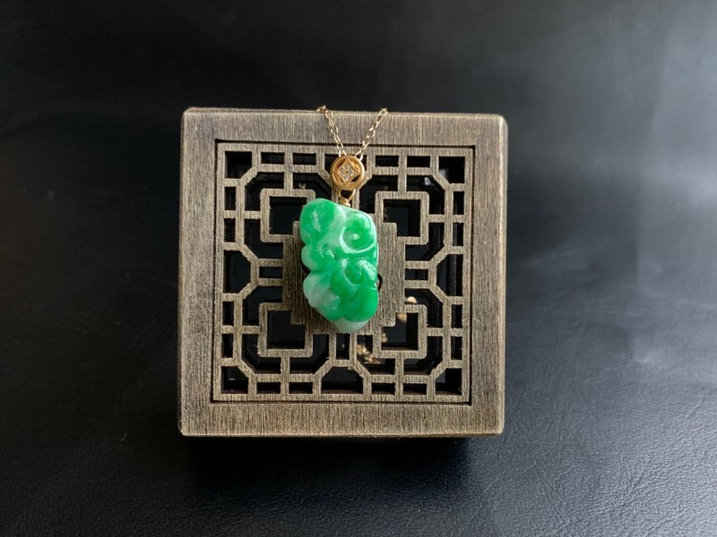 Natural Burmese Jadeite Emerald Necklace, Auspicious Ruyi Peanut, May All Wishes Come True, Good Things Will Happen, 14KGF Gift - สร้อยคอ - หยก หลากหลายสี