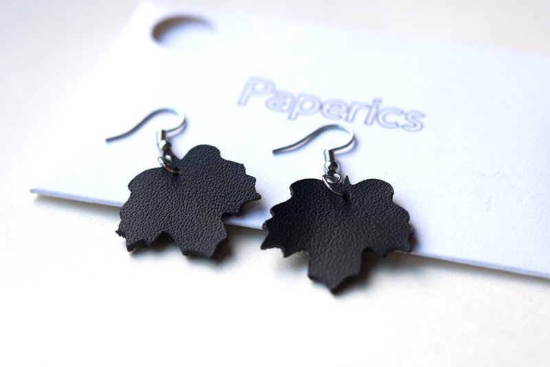 Leather Earrings - Earrings - Elegant earrings for everyday wear - Nature inspired handmade leather - Earrings & Clip-ons - Genuine Leather Black