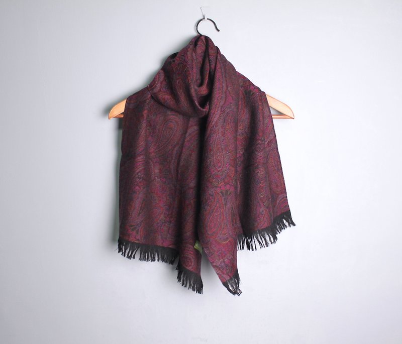 FOAK vintage peach purple retro amoeba pattern scarf - Knit Scarves & Wraps - Wool 