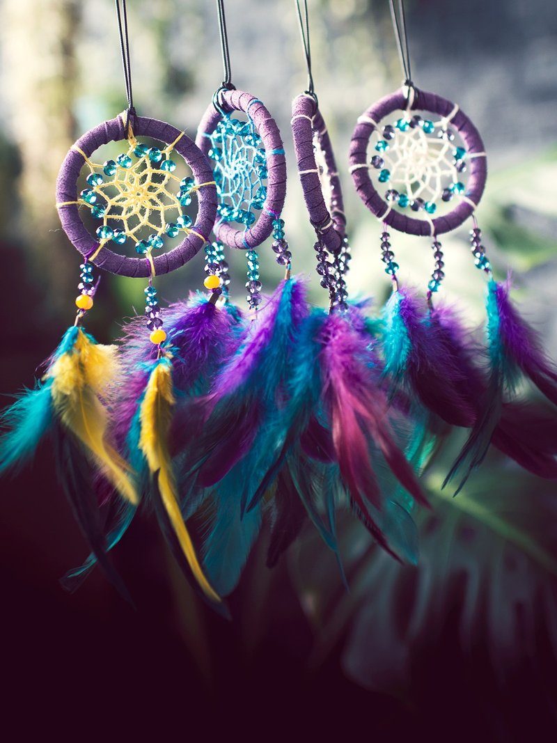 Lonely and Brilliant Purple - Dream Catcher 7cm - Birthday gifts, Chinese Valentine's Day gifts, pendants - ตกแต่งผนัง - วัสดุอื่นๆ สีม่วง